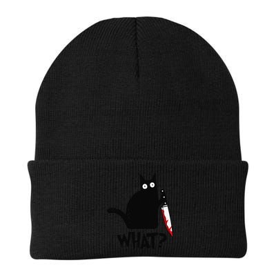 Cat What Funny Black Cat Murderous Cat With Knife Beanie