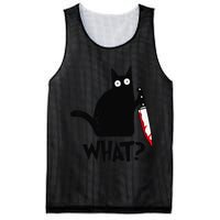 Cat What Funny Black Cat Murderous Cat With Knife Mesh Reversible Basketball Jersey Tank