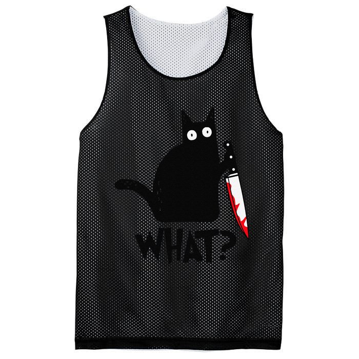 Cat What Funny Black Cat Murderous Cat With Knife Mesh Reversible Basketball Jersey Tank