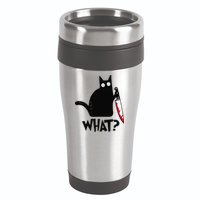 Cat What Funny Black Cat Murderous Cat With Knife 16oz Travel Tumbler