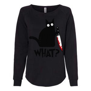 Cat What Funny Black Cat Murderous Cat With Knife Womens California Wash Sweatshirt