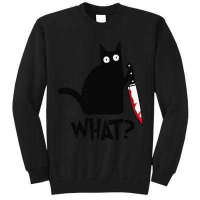 Cat What Funny Black Cat Murderous Cat With Knife Tall Sweatshirt