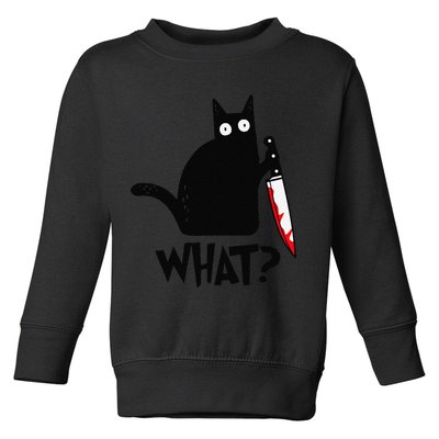 Cat What Funny Black Cat Murderous Cat With Knife Toddler Sweatshirt