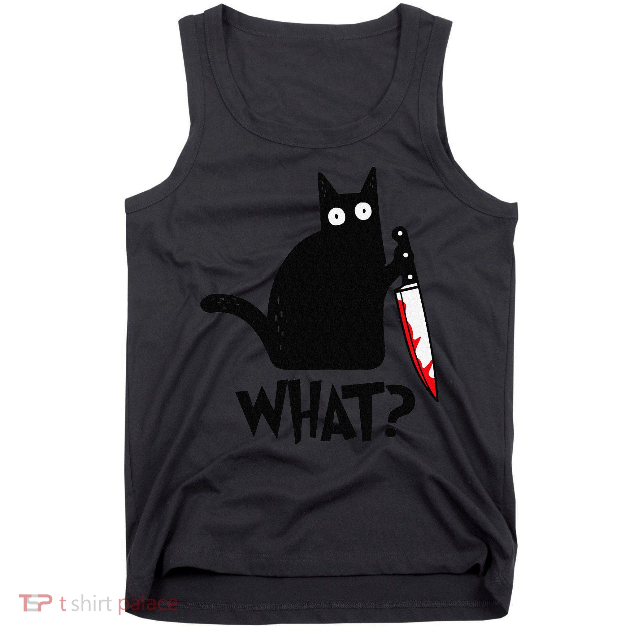 Cat What Funny Black Cat Murderous Cat With Knife Tank Top