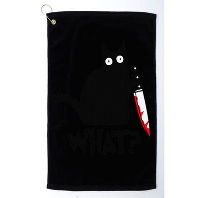 Cat What Funny Black Cat Murderous Cat With Knife Golf Towel