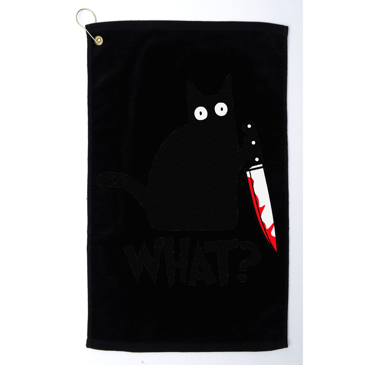 Cat What Funny Black Cat Murderous Cat With Knife Golf Towel