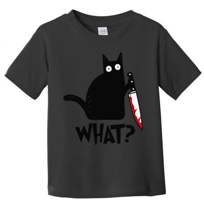 Cat What Funny Black Cat Murderous Cat With Knife Toddler T-Shirt