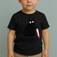 Cat What Funny Black Cat Murderous Cat With Knife Toddler T-Shirt