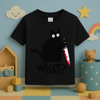 Cat What Funny Black Cat Murderous Cat With Knife Toddler T-Shirt