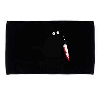 Cat What Funny Black Cat Murderous Cat With Knife Microfiber Hand Towel