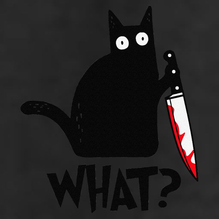 Cat What Funny Black Cat Murderous Cat With Knife Microfiber Hand Towel