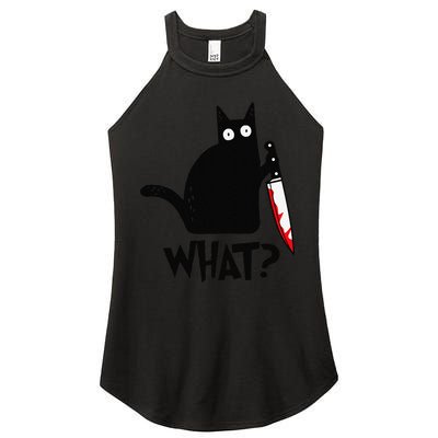 Cat What Funny Black Cat Murderous Cat With Knife Women's Perfect Tri Rocker Tank