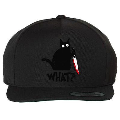 Cat What Funny Black Cat Murderous Cat With Knife Wool Snapback Cap