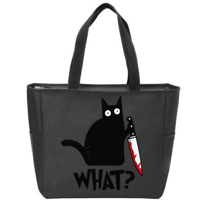 Cat What Funny Black Cat Murderous Cat With Knife Zip Tote Bag