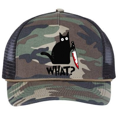 Cat What Funny Black Cat Murderous Cat With Knife Retro Rope Trucker Hat Cap