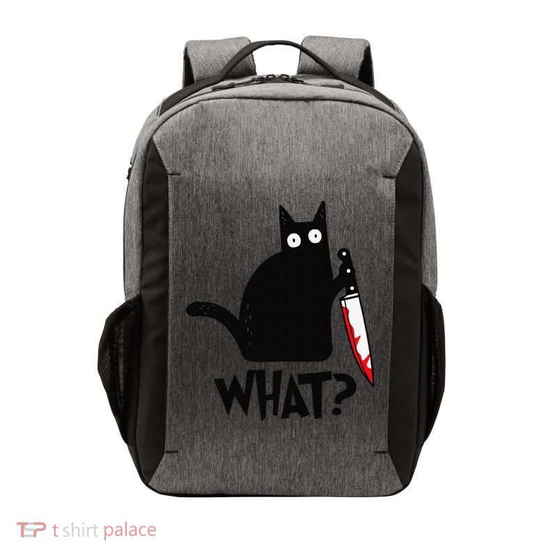 Cat What Funny Black Cat Murderous Cat With Knife Vector Backpack