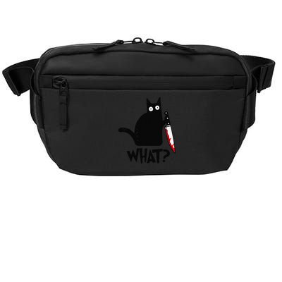 Cat What Funny Black Cat Murderous Cat With Knife Crossbody Pack