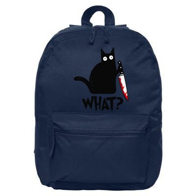 Cat What Funny Black Cat Murderous Cat With Knife 16 in Basic Backpack