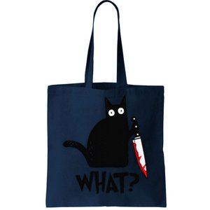 Cat What Funny Black Cat Murderous Cat With Knife Tote Bag