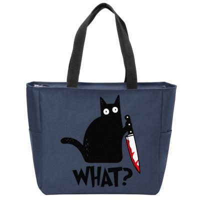 Cat What Funny Black Cat Murderous Cat With Knife Zip Tote Bag