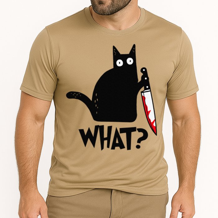 Cat What Funny Black Cat Murderous Cat With Knife Performance Shirt