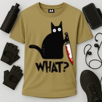 Cat What Funny Black Cat Murderous Cat With Knife Performance Shirt