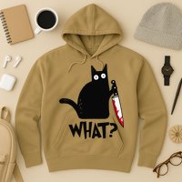 Cat What Funny Black Cat Murderous Cat With Knife Hoodie