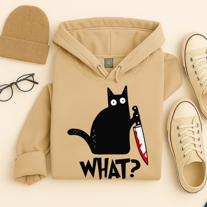 Cat What Funny Black Cat Murderous Cat With Knife Hoodie