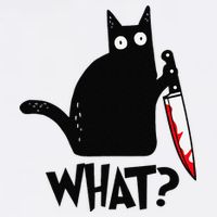 Cat What Funny Black Cat Murderous Cat With Knife Garment-Dyed Sweatshirt