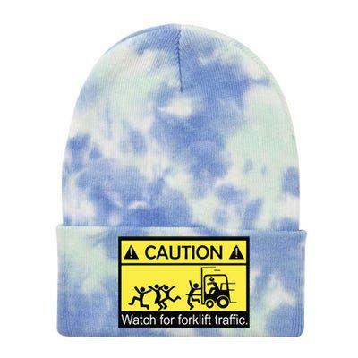 Caution Watch For Forklift Traffic Funny ForkLiftDriver Tie Dye 12in Knit Beanie