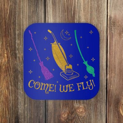 Come We Fly Halloween Costume Witch Mop Broom Vacuum Flying Gift Coaster