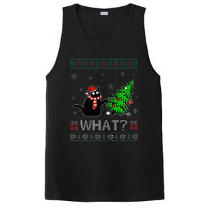 Cat What Funny Black Cat Pushing Christmas Tree Ugly Xmas PosiCharge Competitor Tank