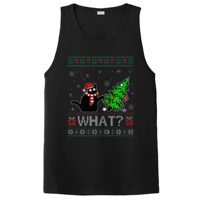 Cat What Funny Black Cat Pushing Christmas Tree Ugly Xmas PosiCharge Competitor Tank