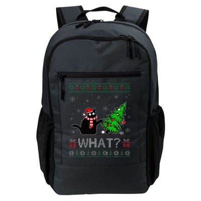 Cat What Funny Black Cat Pushing Christmas Tree Ugly Xmas Daily Commute Backpack