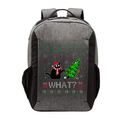 Cat What Funny Black Cat Pushing Christmas Tree Ugly Xmas Vector Backpack