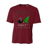 Cat What Funny Black Cat Pushing Christmas Tree Ugly Xmas Performance Sprint T-Shirt