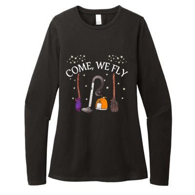 Come We Fly Witch Broom Vacuum Flying Halloween Cute Gift Womens CVC Long Sleeve Shirt