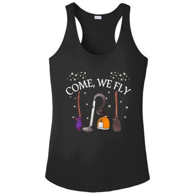 Come We Fly Witch Broom Vacuum Flying Halloween Cute Gift Ladies PosiCharge Competitor Racerback Tank