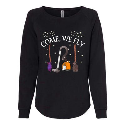 Come We Fly Witch Broom Vacuum Flying Halloween Cute Gift Womens California Wash Sweatshirt