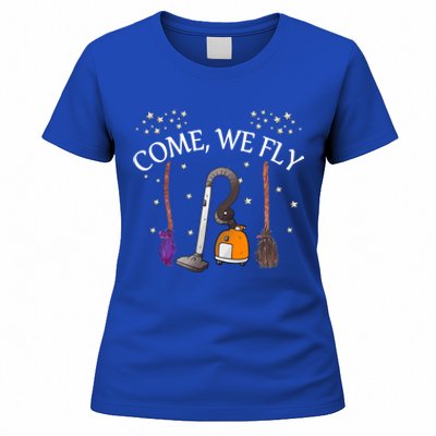 Come We Fly Witch Broom Vacuum Flying Halloween Cute Gift Women's T-Shirt