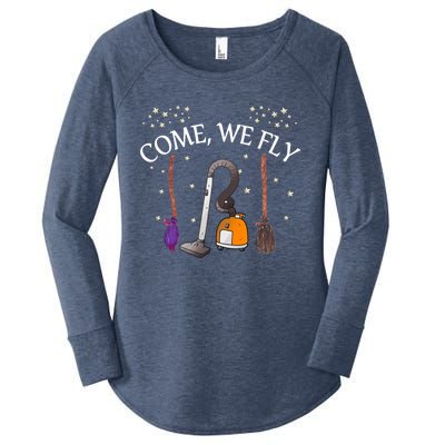 Come We Fly Witch Broom Vacuum Flying Halloween Cute Gift Women's Perfect Tri Tunic Long Sleeve Shirt