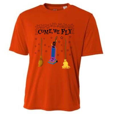 Come We Fly Witch Mop Broom Vacuum Flying Halloween Night Gift Cooling Performance Crew T-Shirt