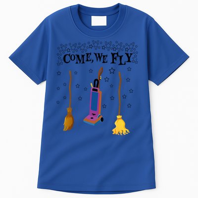 Come We Fly Witch Mop Broom Vacuum Flying Halloween Night Gift Tall T-Shirt