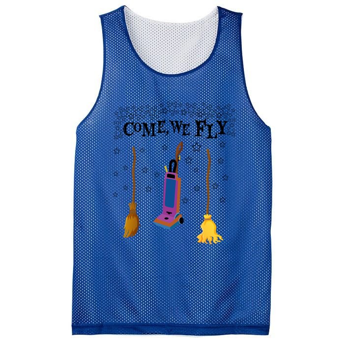 Come We Fly Witch Mop Broom Vacuum Flying Halloween Night Gift Mesh Reversible Basketball Jersey Tank