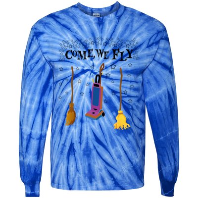 Come We Fly Witch Mop Broom Vacuum Flying Halloween Night Gift Tie-Dye Long Sleeve Shirt