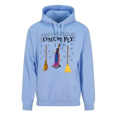 Come We Fly Witch Mop Broom Vacuum Flying Halloween Night Gift Unisex Surf Hoodie