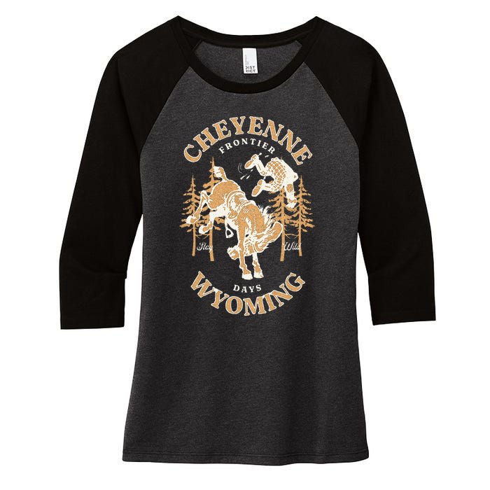 Cheyenne Wyoming Frontier Days Women's Tri-Blend 3/4-Sleeve Raglan Shirt