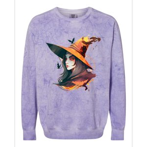 Cool Witch Face Funny Gift Colorblast Crewneck Sweatshirt