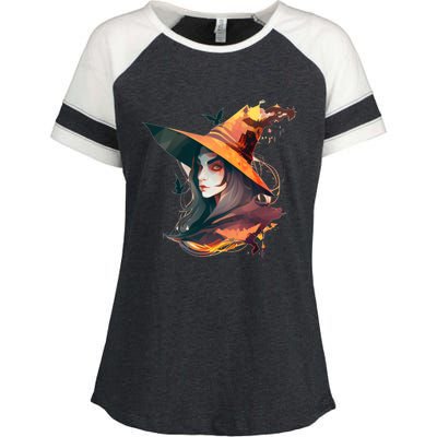 Cool Witch Face Funny Gift Enza Ladies Jersey Colorblock Tee