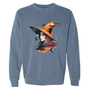 Cool Witch Face Funny Gift Garment-Dyed Sweatshirt